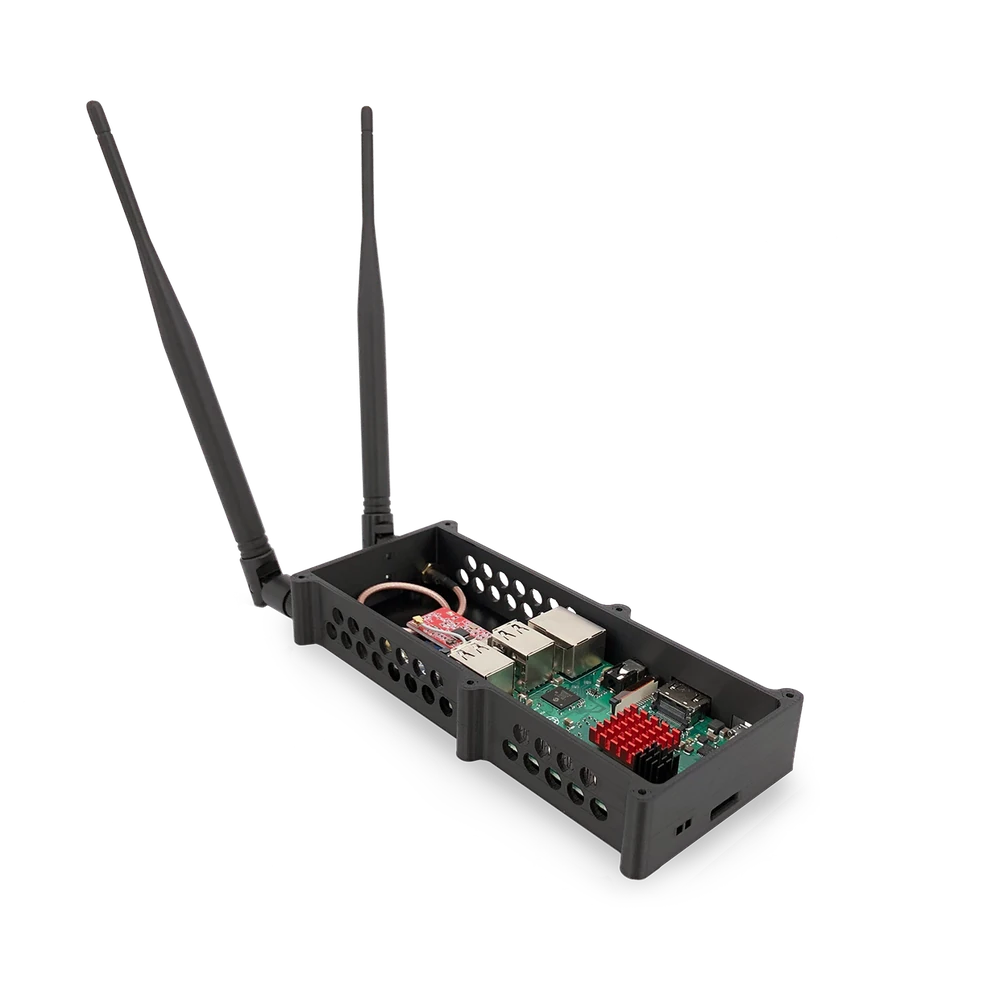 A 3D-printed ESD-safe electronics enclosure with exposed circuit board, printed in 3DXTech ESD-PC