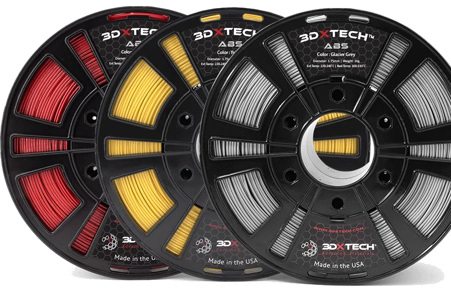The 3DXTech ABS color range — eleven filament colors