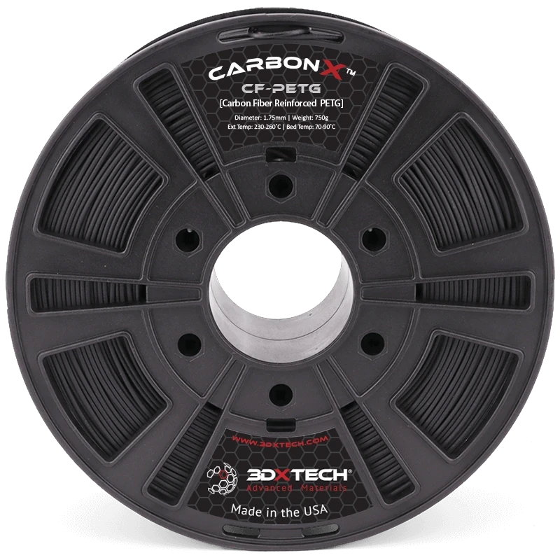 3DXTech CarbonX PETG+CF carbon-fiber filament spool, black