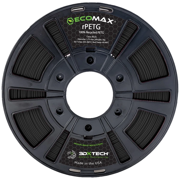 3DXTech ECOMAX R-PETG recycled PETG filament spool, black