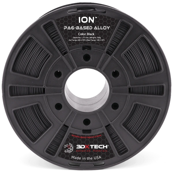 3DXTech ION PA6 Nylon Alloy 3D printer filament spool, black