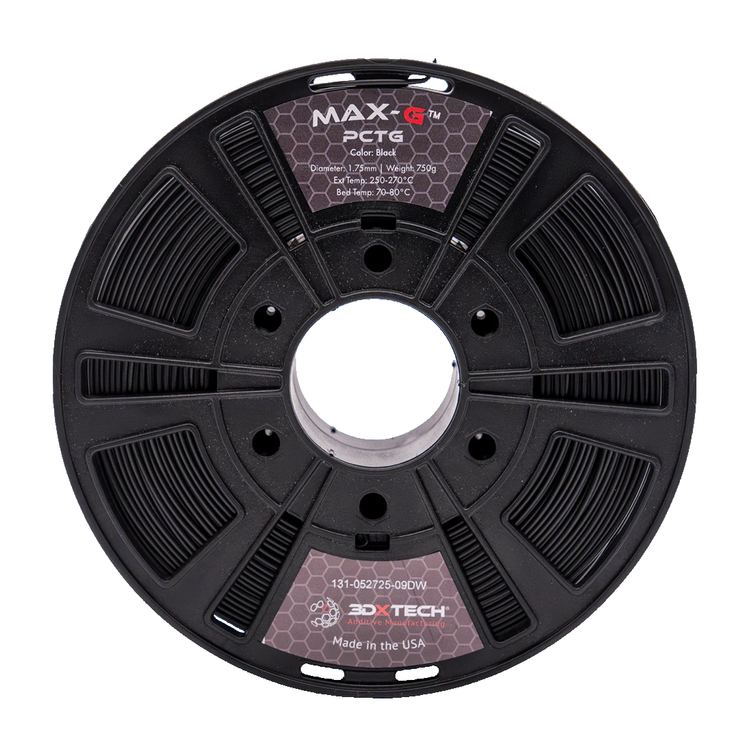 3DXTech MAX-G PCTG 3D printer filament spool, black