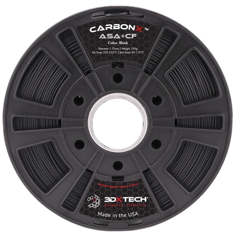 3DXTech CarbonX ASA+CF black carbon-fiber ASA filament wound on a spool