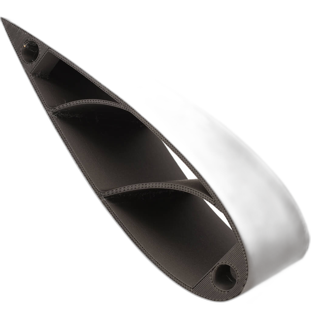 Carbon-fiber 3D-printed airfoil / wing section with internal ribbing — CarbonX CF aerospace application part
