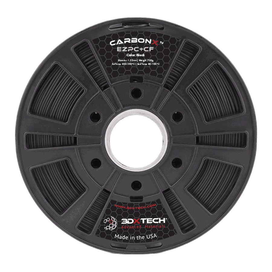 3DXTech CarbonX ezPC+CF black carbon-fiber polycarbonate filament spool