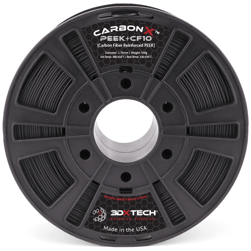 3DXTech CarbonX PEEK+CF10 carbon-fiber PEEK filament spool, black