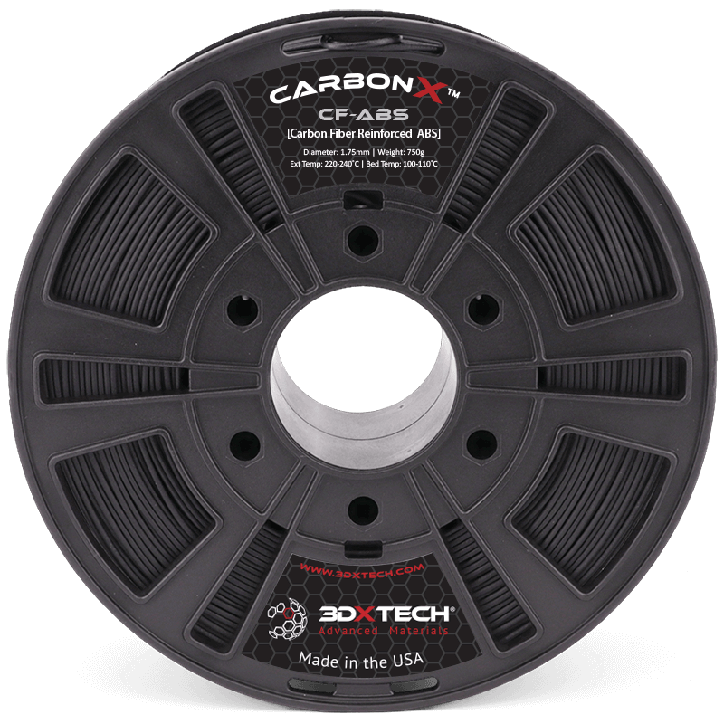 3DXTech CarbonX PP+CF15 carbon fiber reinforced polypropylene filament spool close-up detail showing surface texture