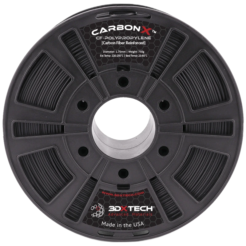 3DXTech CarbonX PP+CF carbon-fiber polypropylene filament spool, black
