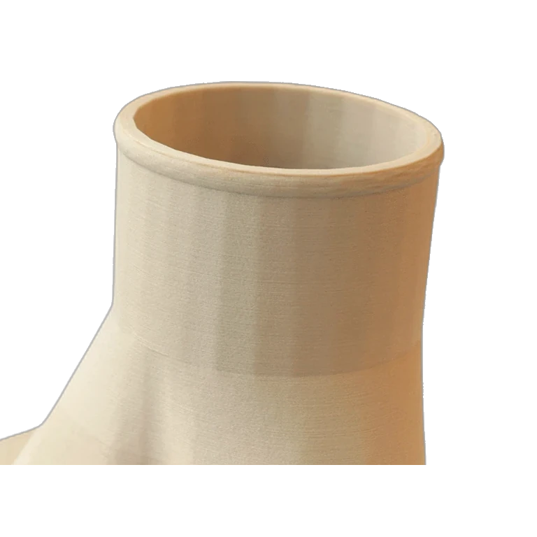 Close-up of the layer structure on a FibreX PEEK+GF20 printed part in natural PEEK
