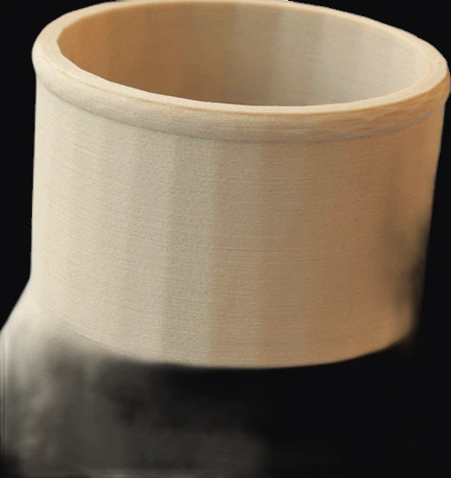 Close-up of a PEI+GF30 printed part's bore and collar, showing consistent print layers