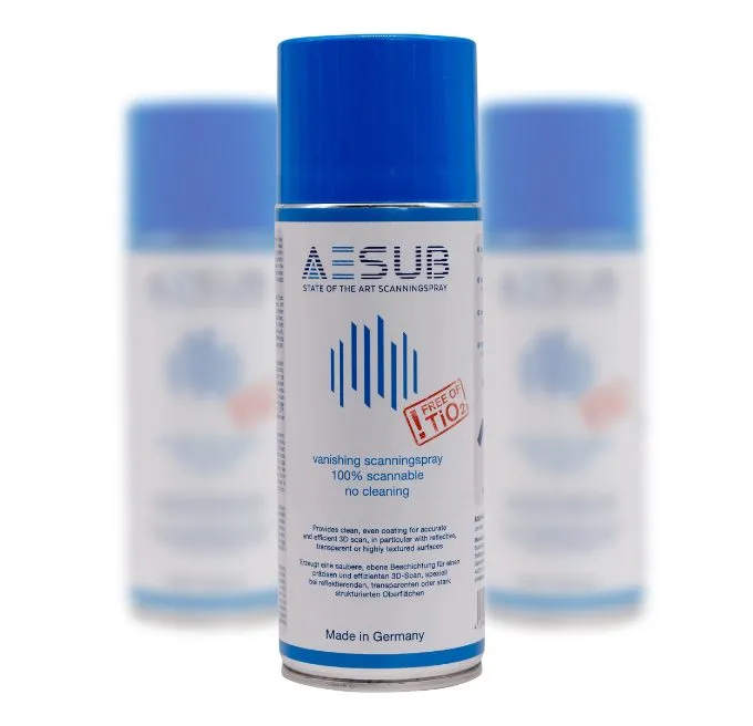 Part coated with AESUB vanishing scanning spray, ready to scan