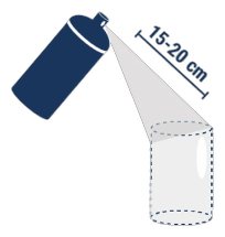 AESUB Blue spray application — hold can 15-20 cm from surface