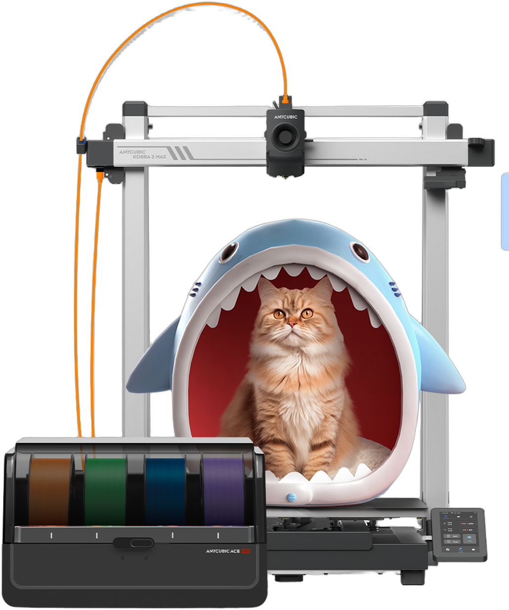 Anycubic Kobra 3 Max Combo with a single ACE Pro (4-color) printing a model