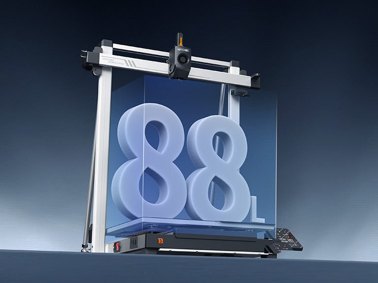 Anycubic Kobra 3 Max with a translucent 88-litre build-volume visualization