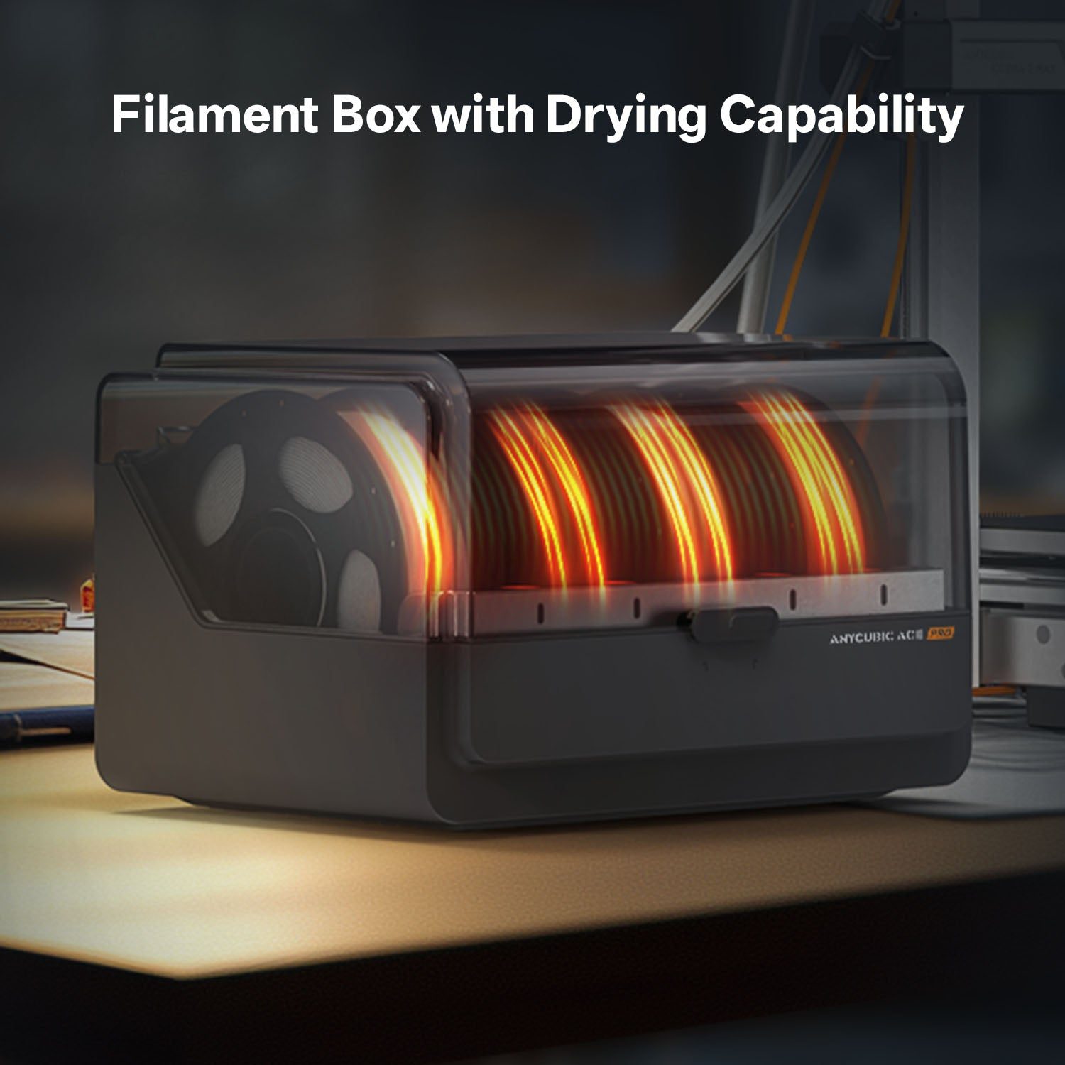 Anycubic ACE Pro filament box drying spools with active heating coils