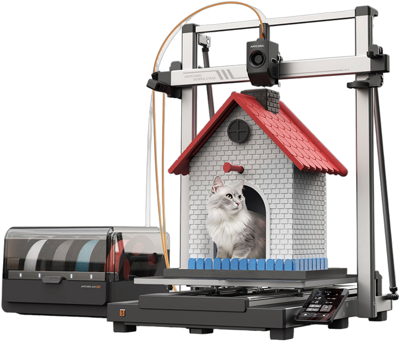 Anycubic Kobra 3 Max Combo printing a multicolor model