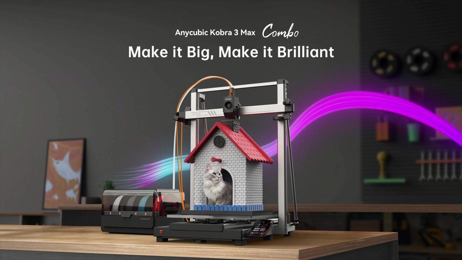 Anycubic Kobra 3 Max Combo printing a large multicolor model