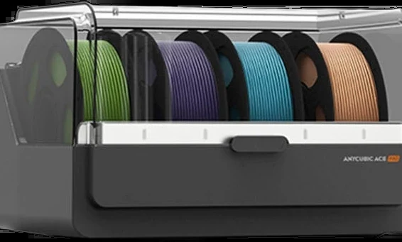 Anycubic ACE Pro multicolor unit loaded with four colored filament spools