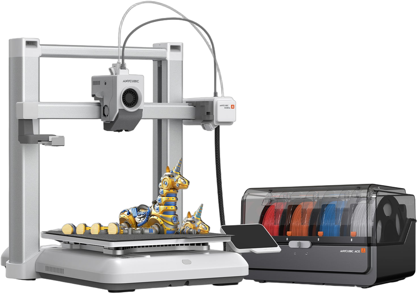 Anycubic Kobra 4 Combo FDM 3D printer with the ACE 2 Pro multicolor system