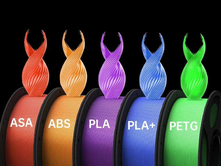 Anycubic Kobra S1 supported filaments: ASA, ABS, PLA, PLA+ and PETG spools