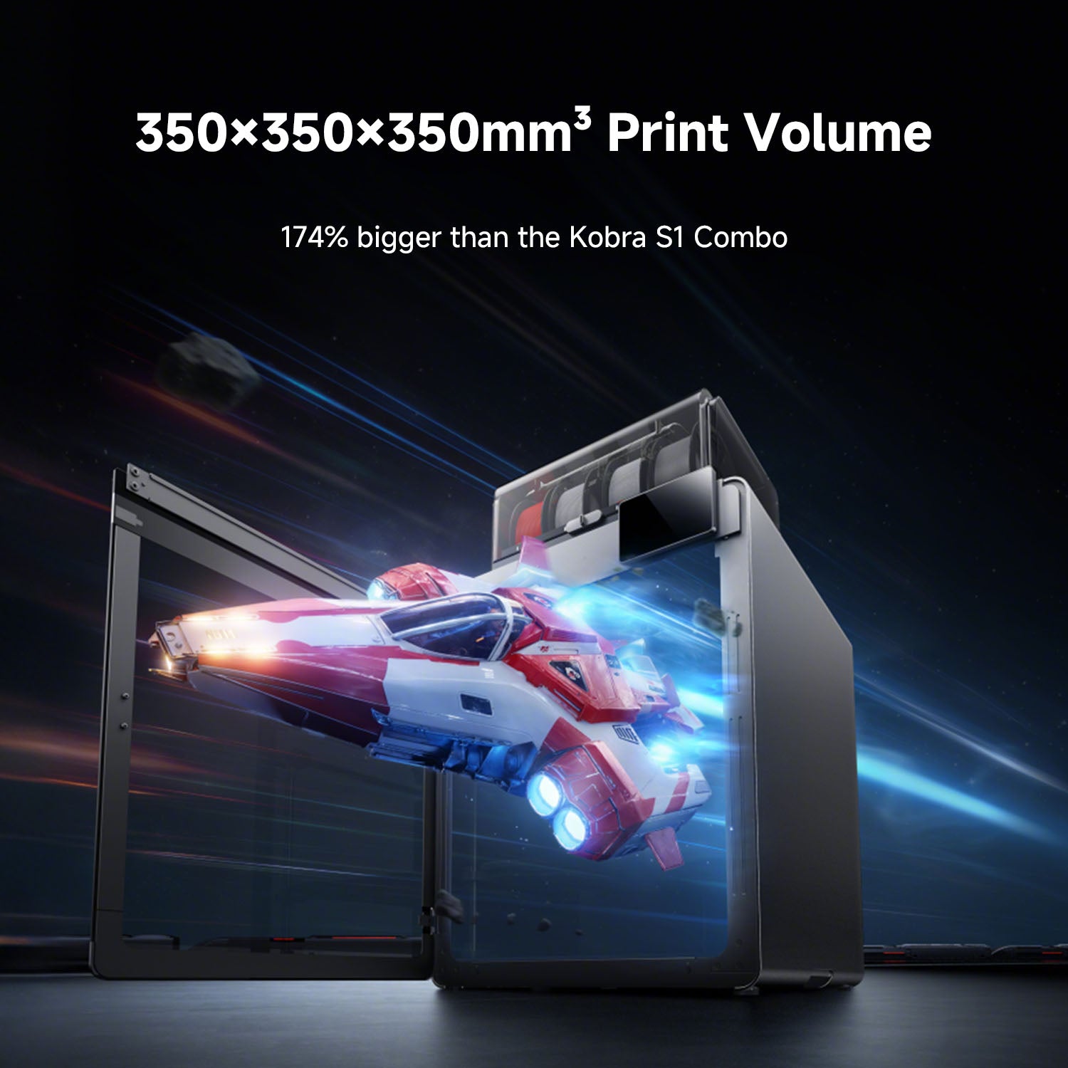 Anycubic Kobra S1 Max Combo 350x350x350mm print volume, 174 percent bigger than the Kobra S1 Combo