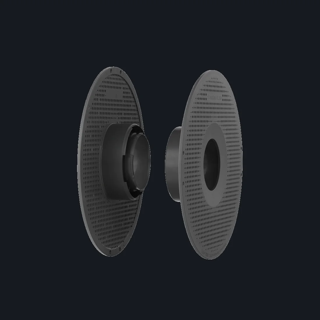 Bambu High-Temperature Reusable Spool twisted open into its two halves for loading a refill