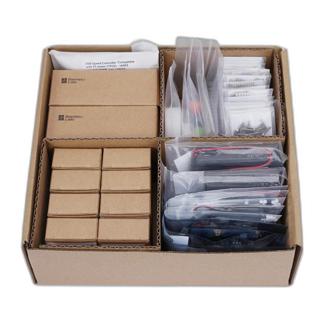 Maker's Essential Kit A opened, components in the tray