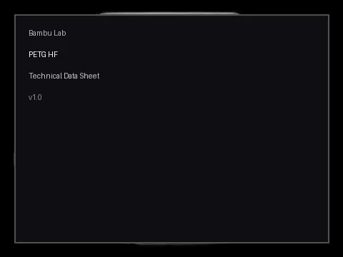 Technical Data Sheet (TDS) — Bambu Lab PETG HF