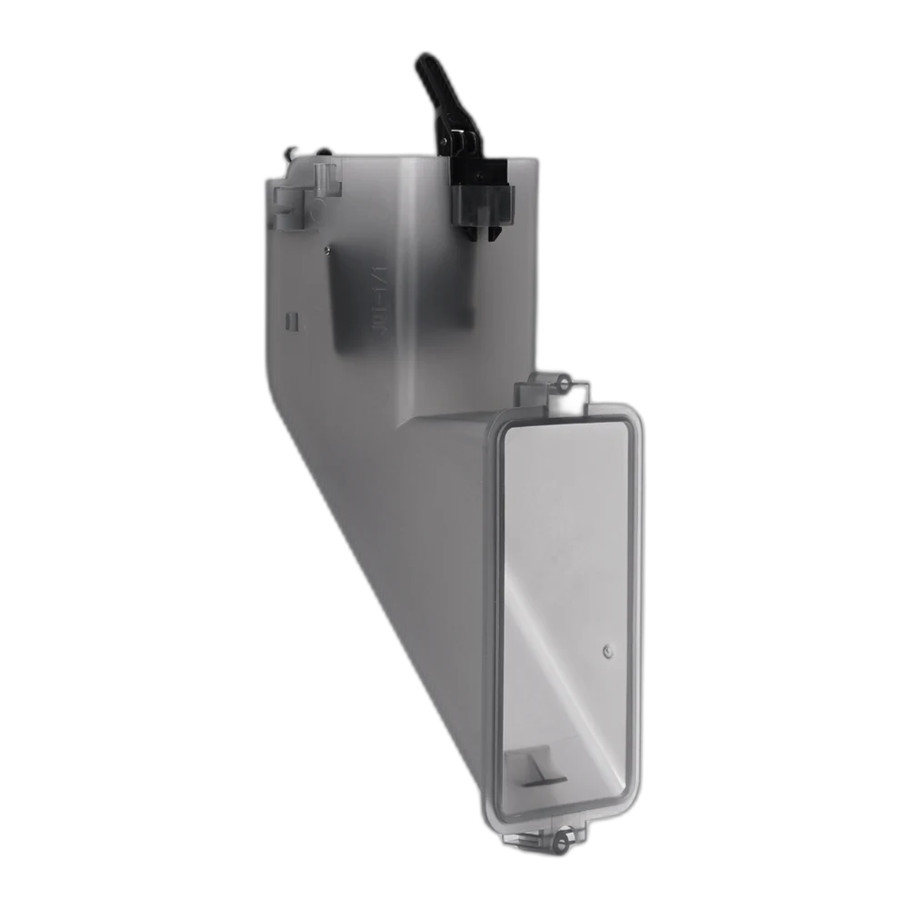 Bambu Lab Purge Chute — translucent plastic duct with a spring flap and a clear inspection window