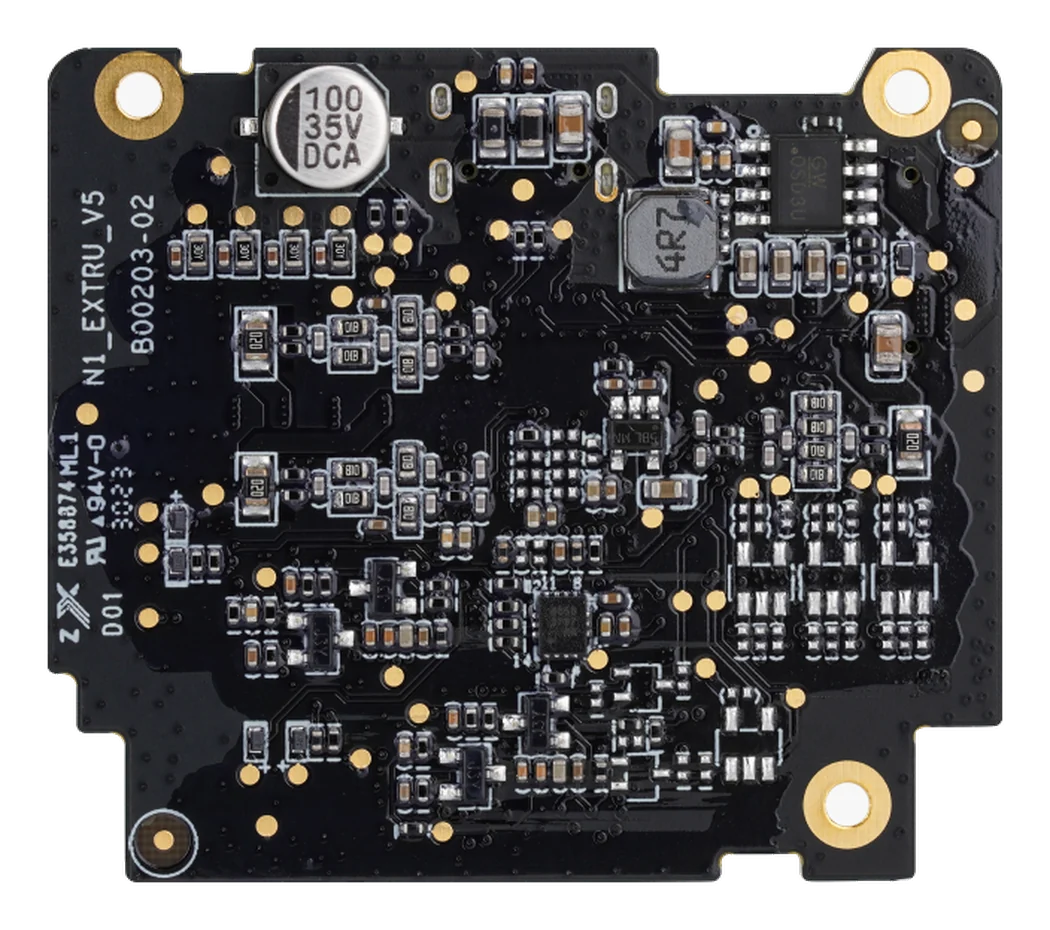 Bambu Lab A1 mini Toolhead Board — solder-side view of the print-head PCB
