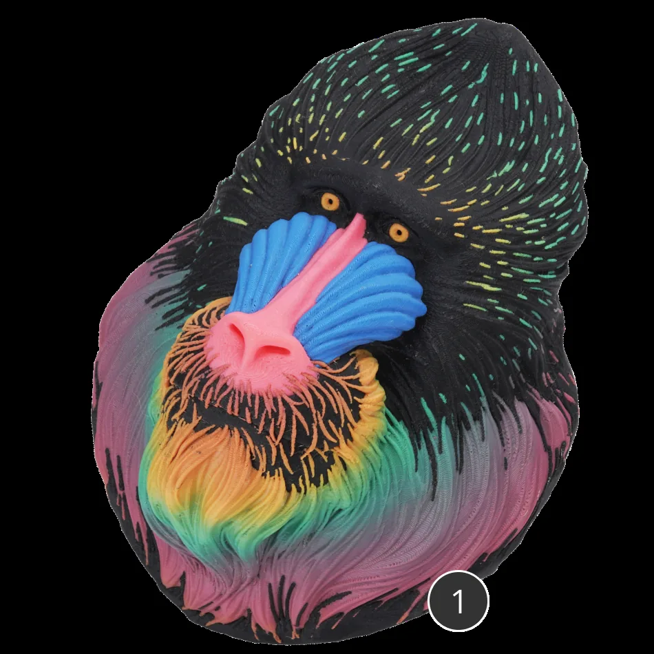 Full-color parrot model printed on the Bambu Lab A1 with AMS lite
