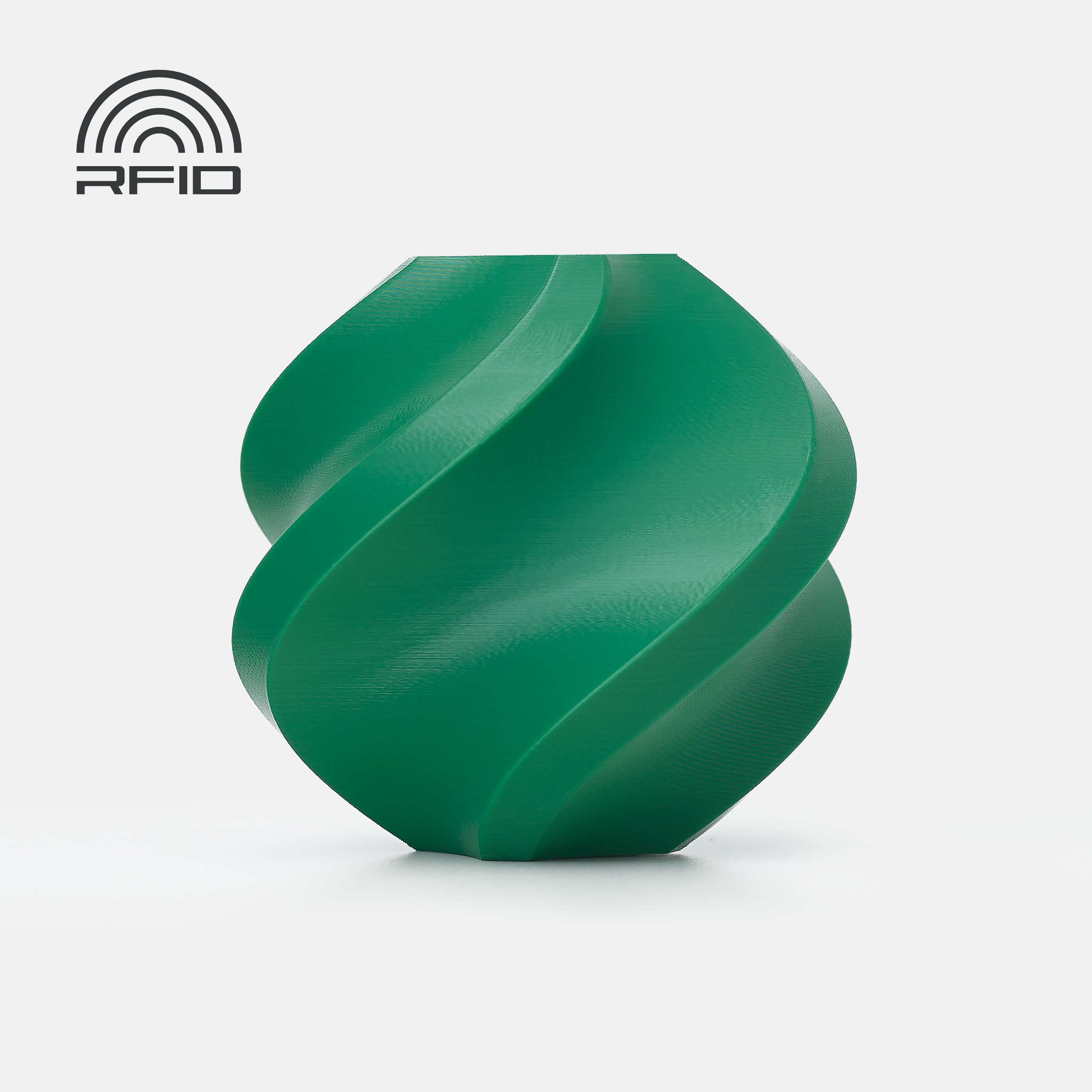 A smooth green twisted vase printed on a Bambu Lab printer, showing clean surface finish
