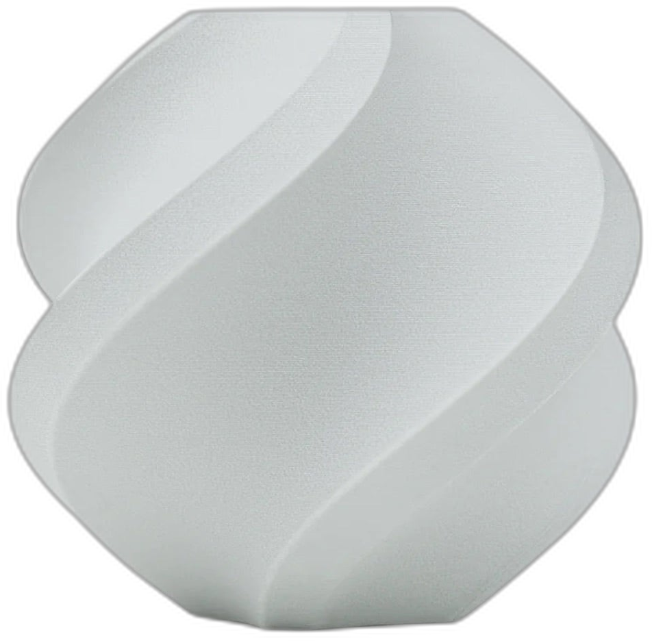 Bambu Lab PLA Aero gray printed vase model with a smooth matte foamed surface