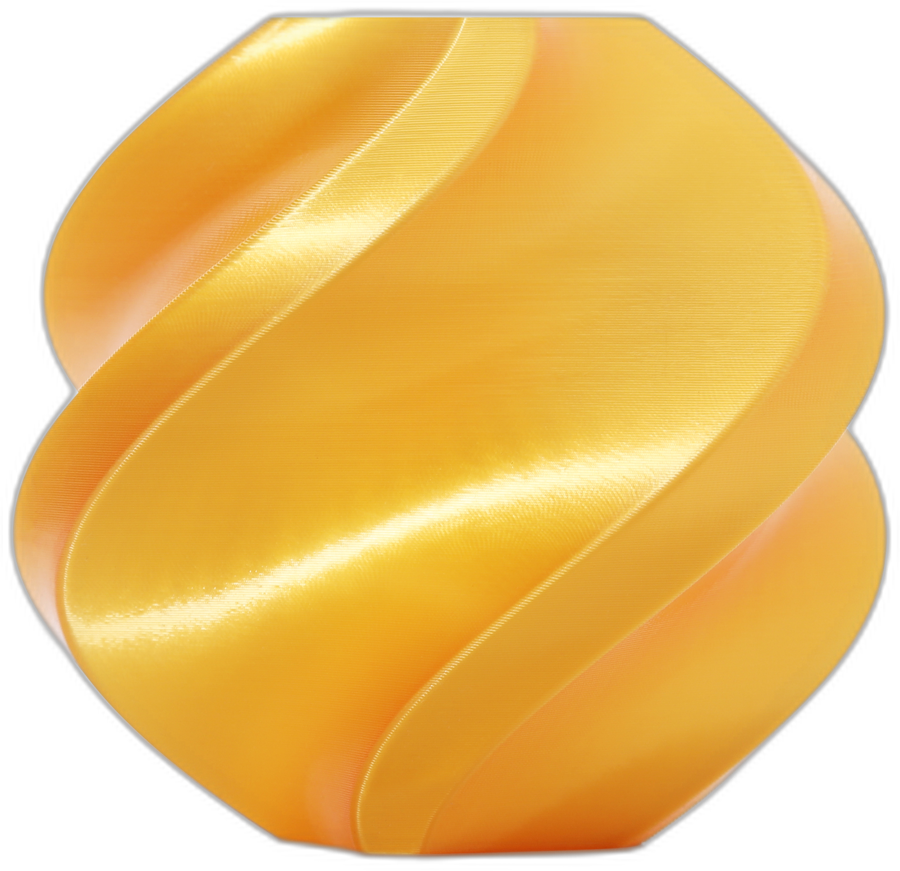Bambu Lab PLA Silk+ sample print in glossy Gold, showing the silky shimmering surface