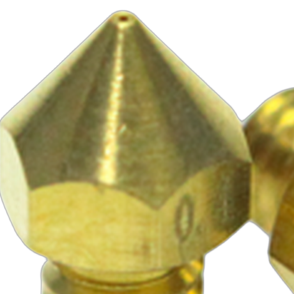 CreatBot brass nozzle tip and hex close-up
