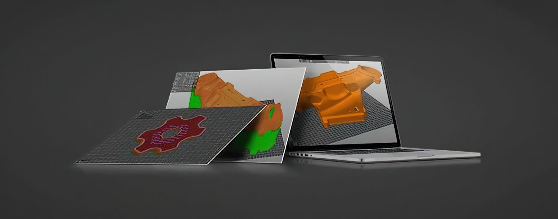 CreatWare slicing software preparing a model on a laptop for the CreatBot D1000 Pro HS, with sliced part previews