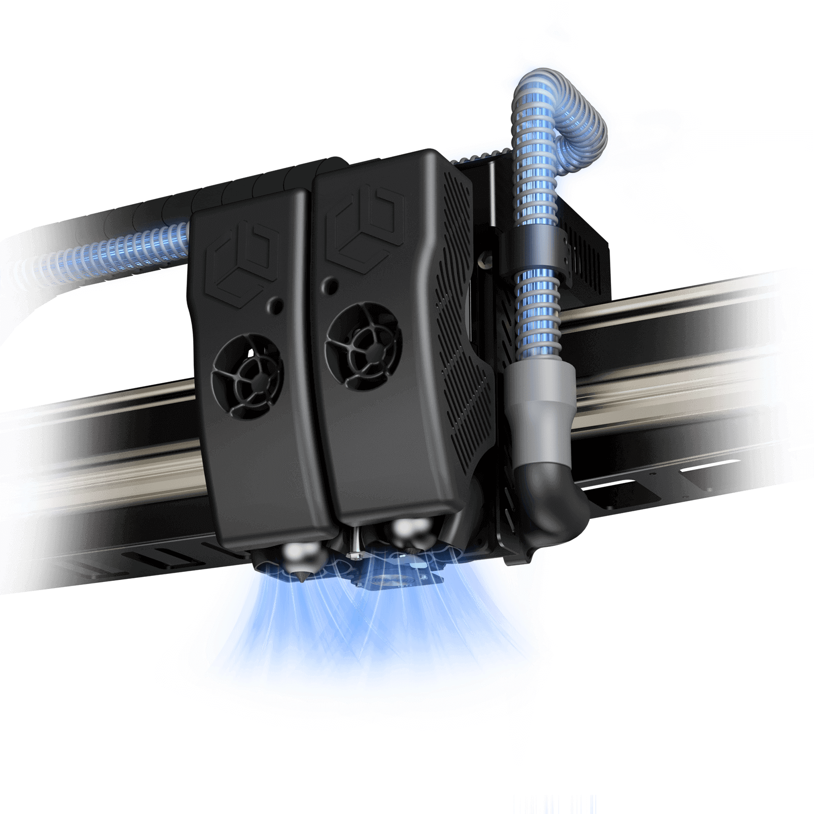 External air-cooling system feeding the CreatBot D1000 Pro HS dual extruder