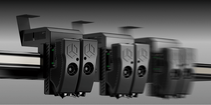 CreatBot D1000 Pro HS lightweight extruder carriage moving at high speed on linear rails