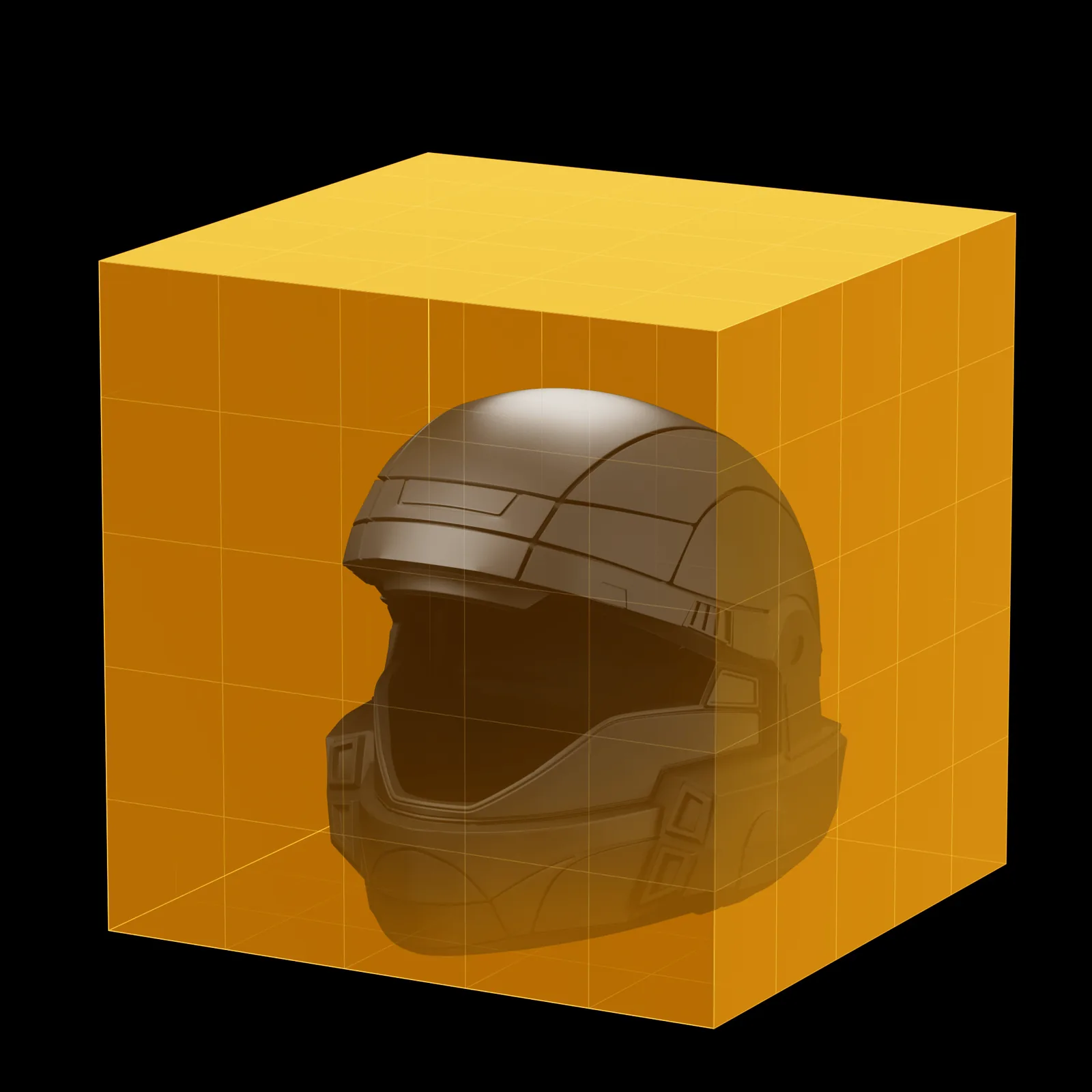 CreatBot D400 HS build-volume visualization: a printed helmet inside a gridded 420 by 400 by 420 mm cube