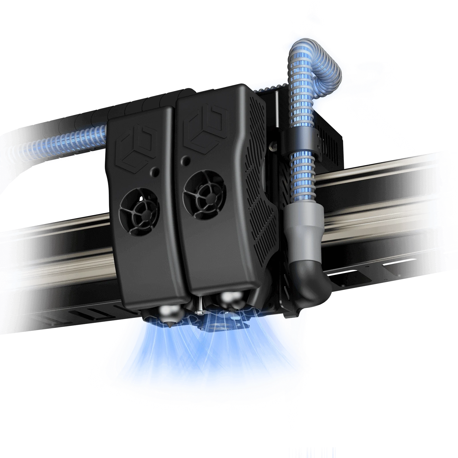 CreatBot D600 Pro 3 HS external air-cooling system directing constant-pressure airflow at the print