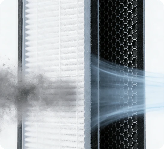 CreatBot D600 Pro 3 HS dual HEPA and activated-carbon air filter capturing particulates and VOCs