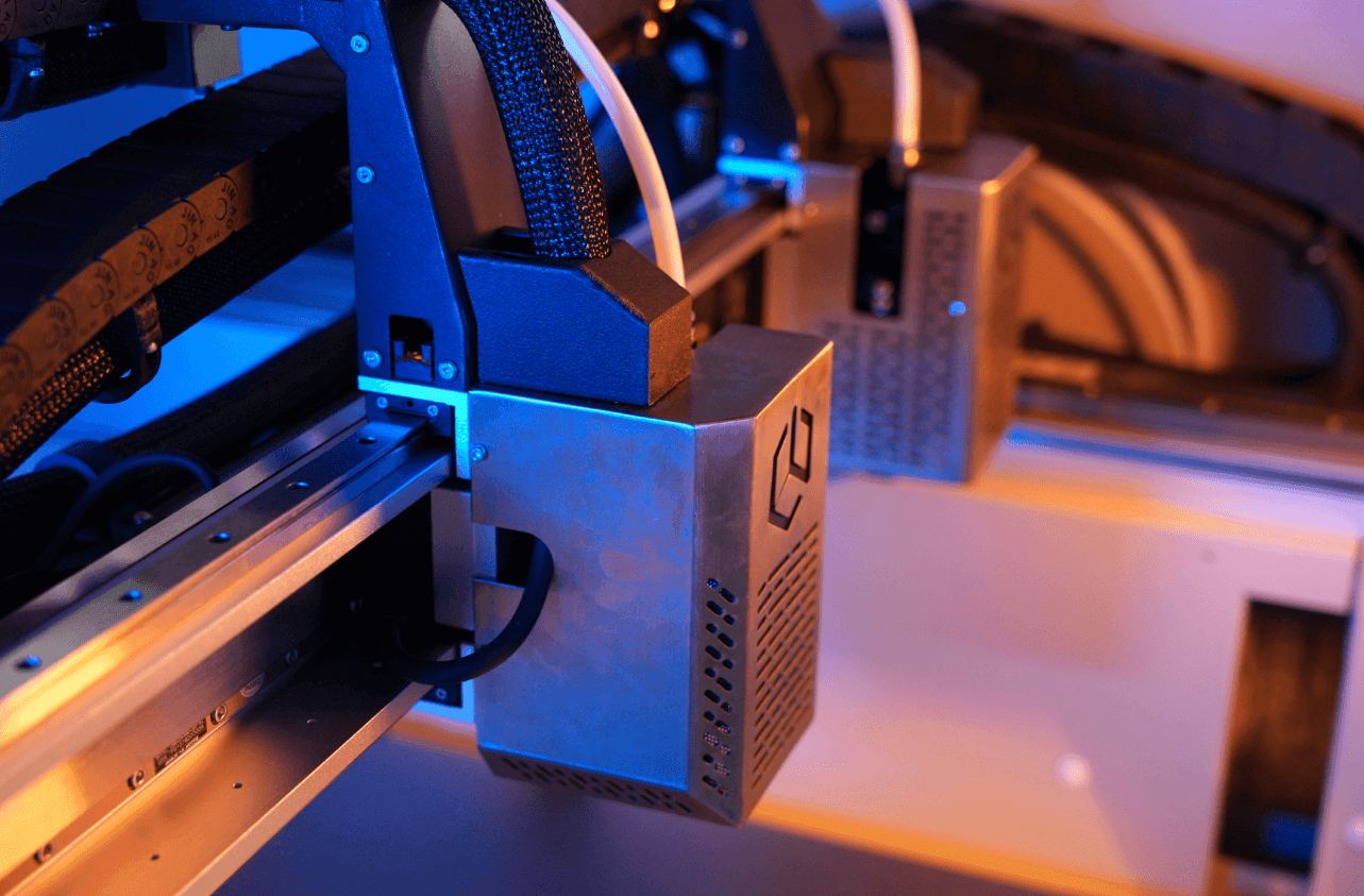 Close-up of the eddy-current bed-leveling probe on the CreatBot D800 Ultra