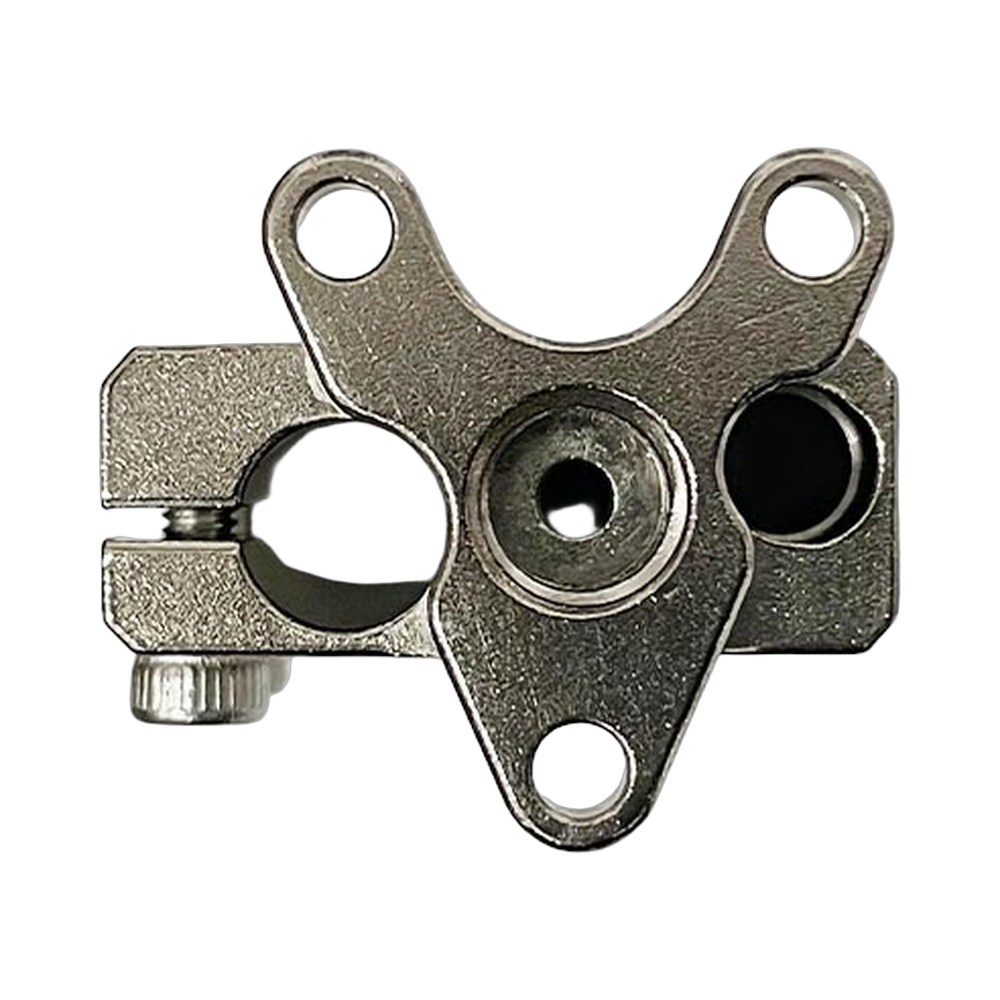 CreatBot HS heating block end view with nozzle and heater bores