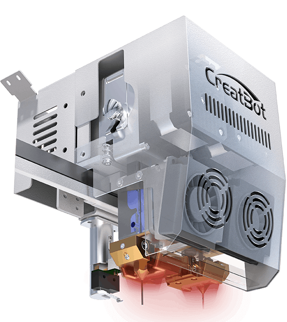 CreatBot PEEK-300 Direct Annealing System print head assembly with integrated water cooling and heater block