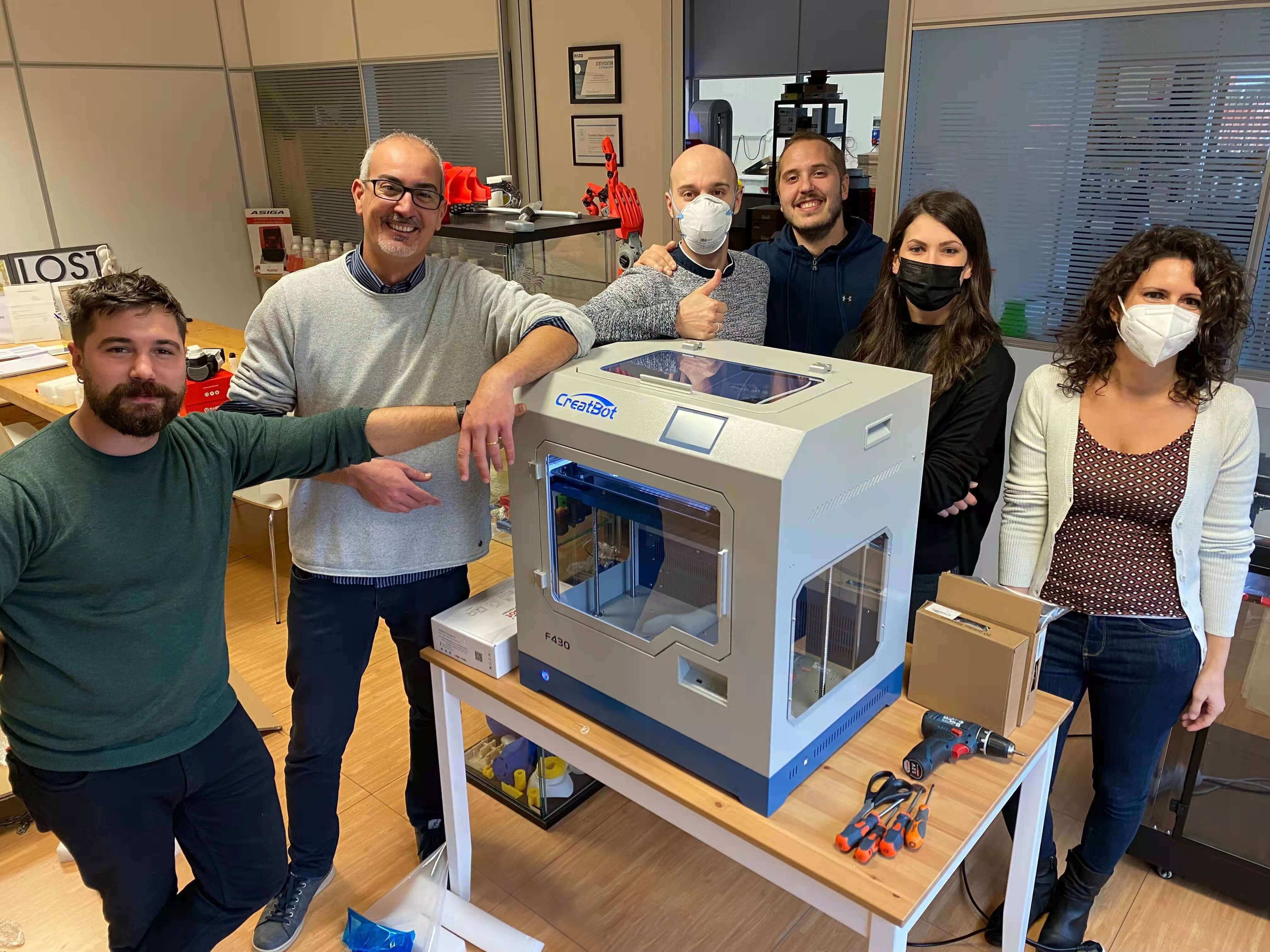 CreatBot F430 — team using F430 3D printer in production environment