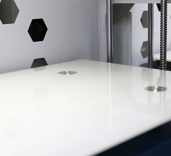 CreatBot F430 — aviation aluminum build platform with PEI sheet surface
