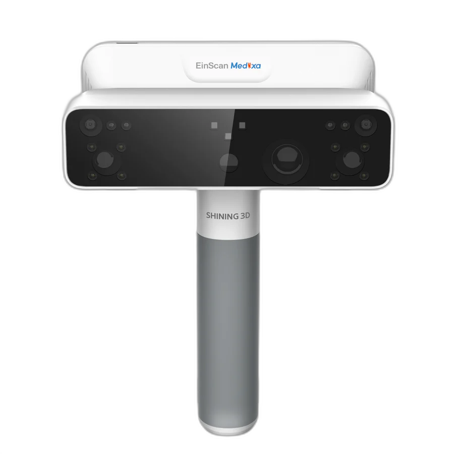 EinScan Medixa wireless O&P scanner &mdash; 953 g handheld with onboard touchscreen, ergonomic clinical grip, and dual hot-swap battery system