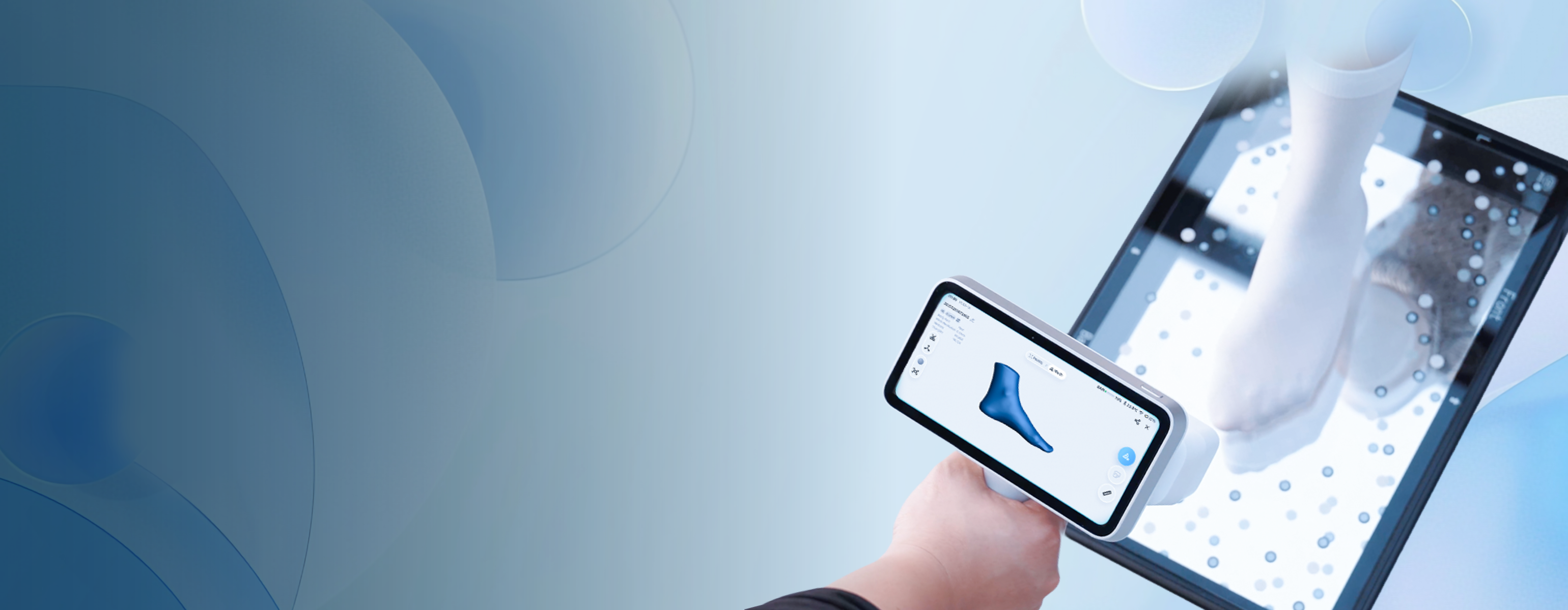 EinScan Medixa O&P bundle demo &mdash; wireless scanner + FootStation 2 ecosystem header