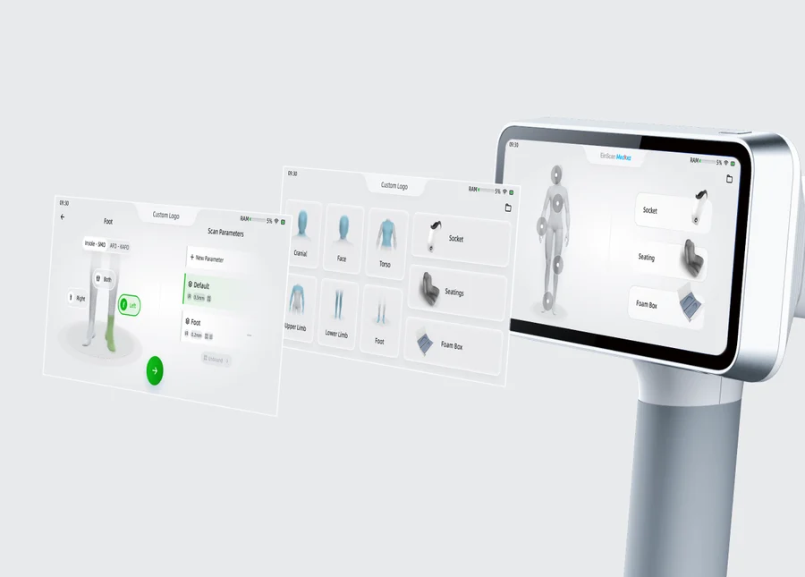 EinScan Medixa software integration and customization &mdash; clinical UI on the device with onboard preset selection