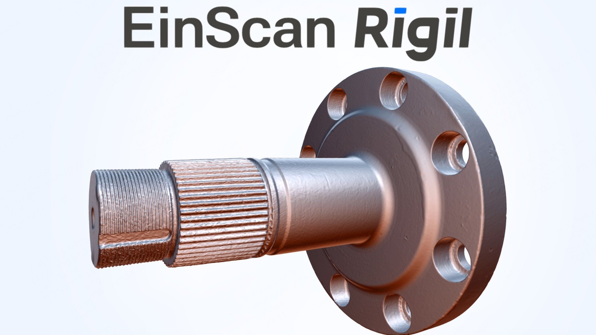 EinScan Rigil scan result &mdash; rusty flange gear transmission part, interactive 3D model &mdash; click to rotate in 3D